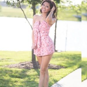 Buddy Love Pink Flamingo Jumbie Romper Medium